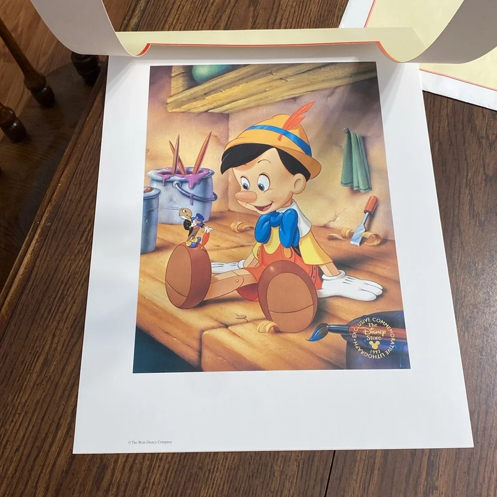 “5/$20” Disney lithograph Pinocchio and Jiminy Cricket